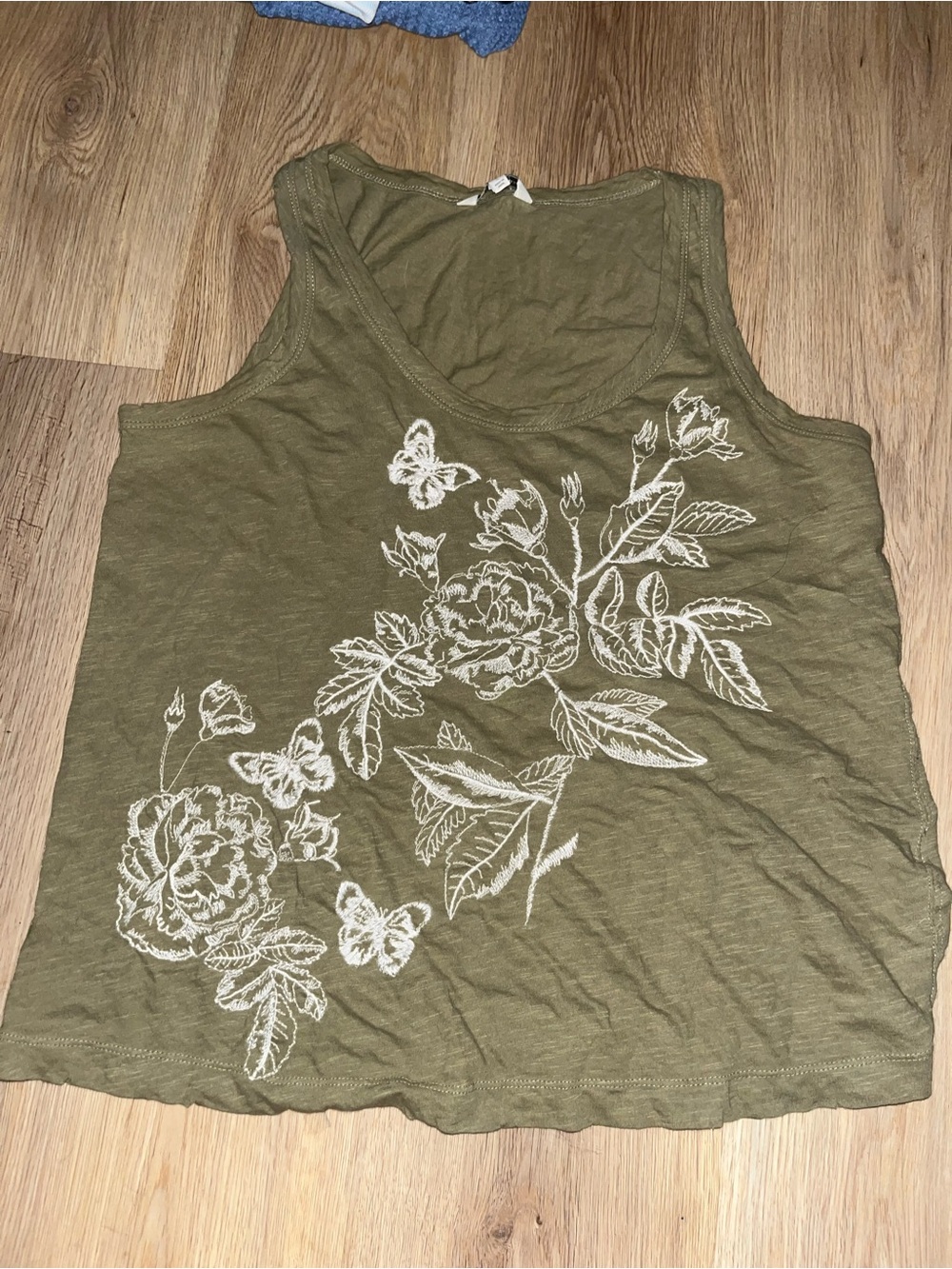 Women’s Olive Green Floral Tank Top